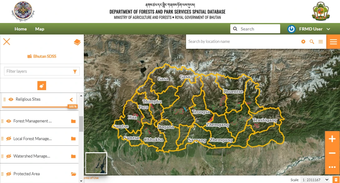 The Decision-Support System interface for Bhutan
