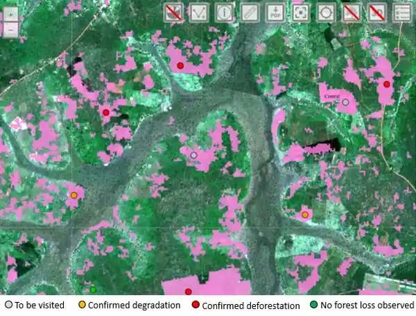 Screenshot of forest cover loss platform of National Forest Authority in Uganda