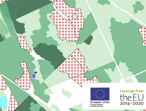 A digital map showing forest fire prevention information layer